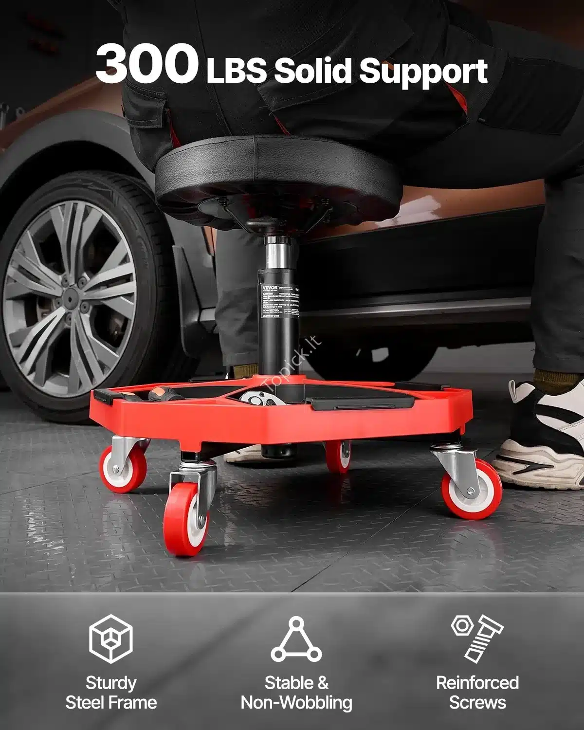 Dirbtuvių kėdė su ratukais ir daiktadežė , 42-55 cm 136 kg topick (2) Dirbtuvių kėdė su ratukais ir daiktadežė , 42-55 cm / 136 kg - Image 6