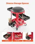 Dirbtuvių kėdė su ratukais ir daiktadežė įrankiams, 40x30x42 cm /136 kg - Image 2