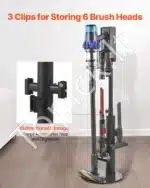 Dulkių siurblio stovas belaidžiams siurbliams, 127 cm aukščio, juodos spalvos, plieninis - Image 5