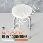 Dušo kėdė su reguliuojamu aukščiu, 355-480 mm, balta, atlaiko iki 136 kg - Image 4