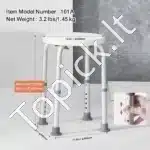 Dušo kėdė su reguliuojamu aukščiu, 355-480 mm, balta, atlaiko iki 136 kg - Image 5