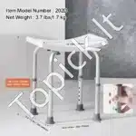 Dušo kėdė su reguliuojamu aukščiu, 360-485 mm, aliuminio lydinys, balta, atlaiko iki 158 kg - Image 5