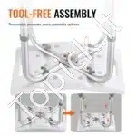 Dušo kėdė su reguliuojamu aukščiu, 360-485 mm, aliuminio lydinys, balta, atlaiko iki 158 kg - Image 6