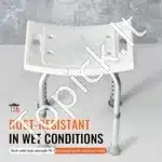 Dušo kėdė su reguliuojamu aukščiu, 360-485 mm, aliuminio lydinys, balta, atlaiko iki 158 kg - Image 3