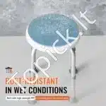 Dušo kėdė su reguliuojamu aukščiu, 360-485 mm, aliuminio lydinys, mėlyna, atlaiko iki 136 kg - Image 4