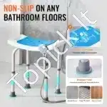 Dušo kėdė su reguliuojamu aukščiu, 360-490 mm, balta, atlaiko iki 158 kg - Image 2