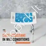 Dušo kėdė su reguliuojamu aukščiu, 360-490 mm, balta, atlaiko iki 158 kg - Image 3