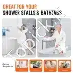 Dušo kėdė su reguliuojamu aukščiu, 360-490 mm, balta, atlaiko iki 158 kg - Image 4