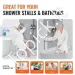 Dušo kėdė su reguliuojamu aukščiu, 405-480 mm, balta, atlaiko iki 226 kg - Image 4