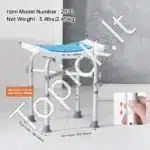 Dušo kėdė su reguliuojamu aukščiu, 405-480 mm, balta, atlaiko iki 226 kg - Image 5