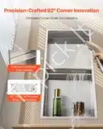 Dušo niša, 2 lygių, iš nerūdijančio plieno, 30.48 x 60.96 cm - Image 4