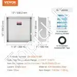 Dušo niša, iš nerūdijančio plieno, 30.48 x 30.48 cm - Image 6