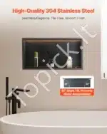 Dušo niša su LED apšvietimu, iš nerūdijančio plieno, 30.48 x 60.96 cm - Image 3