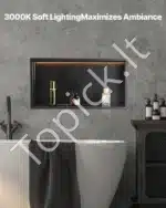 Dušo niša su LED apšvietimu, iš nerūdijančio plieno, 30.48 x 60.96 cm - Image 4