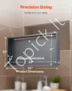 Dušo niša su LED apšvietimu, iš nerūdijančio plieno, 30.48 x 60.96 cm - Image 6