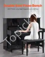 Dviejų vietų pianino suoliukas, 75 x 35.5 x 49 cm, su daiktadėže - Image 2