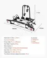 Dviračių laikiklis automobiliui, ant kablio, 2 dviračiams, 65 kg - Image 7