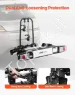 Dviračių laikiklis automobiliui, ant kablio, 2 dviračiams, 65 kg - Image 4