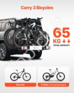 Dviračių laikiklis automobiliui, ant kablio, 3 dviračiams, 65 kg - Image 2