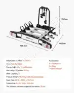 Dviračių laikiklis automobiliui, ant kablio atlenkiamas, 3 dviračiams, 65 kg - Image 7
