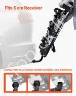 Dviračių laikiklis automobiliui, ant kablio atlenkiamas, 3 dviračiams, 65 kg - Image 6