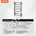 Elektrinis gyvatukas-kopėtėlės, 8 strypų, 80 x 50 cm, juodo matinio plieno - Image 6