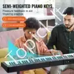 Elektrinis skaitmeninis pianinas, 88 pusiau svertiniai klavišai, juodas, su reguliuojamu stovu, 128.5 x 22.5 x 120 cm - Image 2