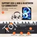 Elektrinis skaitmeninis pianinas, 88 pusiau svertiniai klavišai, juodas, su reguliuojamu stovu, 128.5 x 22.5 x 120 cm - Image 3