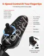 Elektrinis vežimėlis su sulankstomu rėmu, 136 kg, 21 km nuotolis, 53 cm sėdynė - Image 2