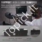 Elektroniniai būgnai pradedantiesiems su 150 garsų, 8 colių dvigubu tinkleliu, juodi, 1020 x 550 x 1070 mm - Image 3