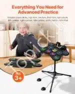 Elektroniniai būgnai su stovu, 9 trinkelės, juodi, 125x55x122 cm - Image 2