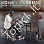 Elektroninių būgnų komplektas su 480 garsų, juodas, skirtas pradedantiesiems ir suaugusiems - Image 5