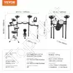 Elektroninių būgnų komplektas su 480 garsų, juodas, skirtas pradedantiesiems ir suaugusiems - Image 6