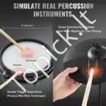 Elektroninių būgnų komplektas su 480 garsų, juodas, skirtas pradedantiesiems ir suaugusiems - Image 3