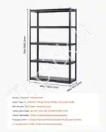Garažo lentynos / stelažai, 5 pakopos, 122x45.7x198.1 cm, 1361 kg - Image 7