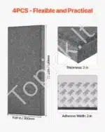 Garso izoliacinės plokštės, 4 vnt. / 60x30x5 cm, pilkos - Image 6