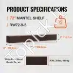 Ilga Plūduriuojanti Židinio Lentyna Ruda Spalva | Tikra Pušies Mediena | 183.9x20.3x12.7 cm - Image 2