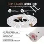 Izoliuotų Varinių Vamzdžių Komplektas Mini Split AC | 7,6 m (25 Pėdos) | 1/4 col. x 3/8 col. | Triskart Izoliacija - Image 4