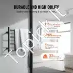 Juodas elektrinis rankšluosčių džiovintuvas, 4 strypai, 500 x 500 mm, nerūdijančio plieno - Image 3