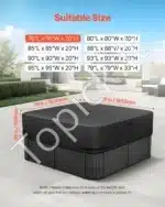 Juodas vandeniui atsparus kubilo uždangalas, pagamintas iš 600D Oksfordo audinio, 1930x1930x508 mm - Image 2