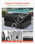 Juodas vandeniui atsparus kubilo uždangalas, pagamintas iš 600D Oksfordo audinio, 1930x1930x508 mm - Image 6