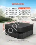 Juodas vandeniui atsparus kubilo uždangalas, pagamintas iš 600D Oksfordo audinio, 2030x2030x508 mm - Image 2