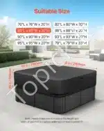 Juodas vandeniui atsparus kubilo uždangalas, pagamintas iš 600D Oksfordo audinio, 2160x2160x508 mm - Image 2