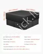 Juodas vandeniui atsparus kubilo uždangalas, pagamintas iš 600D Oksfordo audinio, 2160x2160x508 mm - Image 7