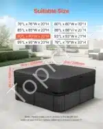 Juodas vandeniui atsparus kubilo uždangalas, pagamintas iš 600D Oksfordo audinio, 2285x2285x508 mm - Image 2