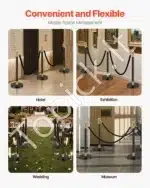 Juodi atitvarų stulpeliai su juodomis virvėmis, 6 vnt. / 1.5 m - Image 5