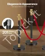 Juodi atitvarų stulpeliai su raudonomis virvėmis, 6 vnt. /1.5 m - Image 2