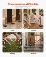 Juodi atitvarų stulpeliai su raudonomis virvėmis, 6 vnt. /1.5 m - Image 5