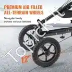 Kelio paspirtukas / vaikštynė reabilitacijai, aliuminio lydinys, su 30 cm ratais ir dvigubais stabdžiais, reguliuojamas aukštis, juoda, iki 160 kg - Image 3