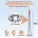 Keturių lynų G80 pakėlimo grandinė su kabliu, 8 mm x 150 cm, apkrova iki 5000 kg - Image 7